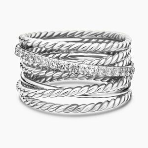 David Yurman Crossover Ring in Sterling Silver with Diamonds